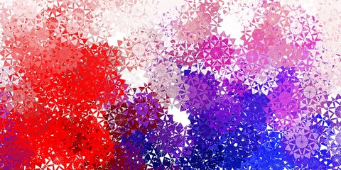 Light blue, red vector texture with bright snowflakes.