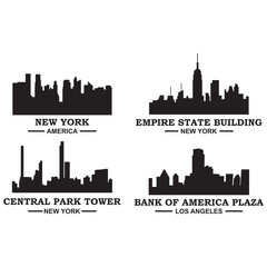 A Set Of Skyscraper Vector , A Set Of United States Logo