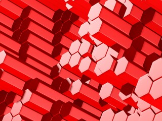Hexagon Abstract Red Bricks Background