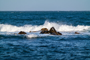 Fototapeta premium Rock and rough wave of the sea in Gijang-gun, Busan, South Korea