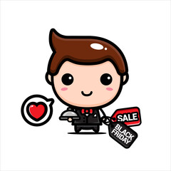 black friday celebration cute character vector design
