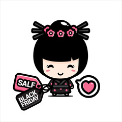 black friday celebration cute character vector design