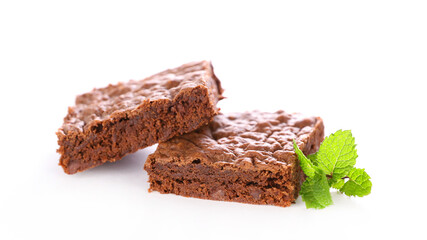 chocolate brownie isolated on white background
