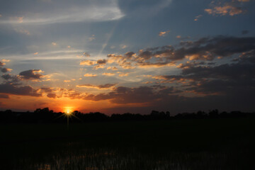 Orange sky and sunset evening for the background.