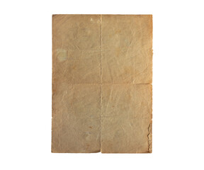Old vintage paper sheet isolated on white background.