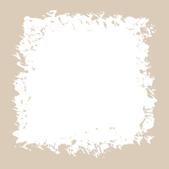 Ink torn white dry brush texture. Vector illustration. Grunge hand drawn beige background. Space for text.