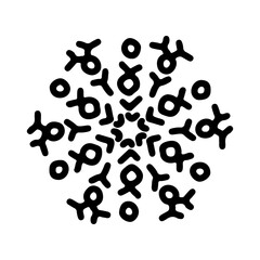 Abstract mandala ornament. Snowflake pattern. Black and white authentic background. Vector illustration.