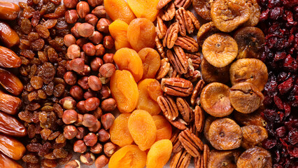 collection of dried fruits background