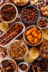 collection of dried fruits- top view