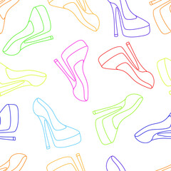 Ellegant fashilonable high heeled women shoes seamless pattern. Vector illustration.