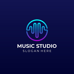 Letter M logo designs concept vector. Sound wave music icon logo template