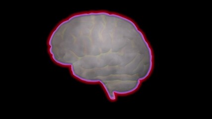 Brain fog clouds in brain. Silhouette of mind with mist inside . 3d animation rendering 