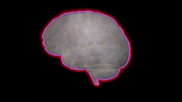 Brain fog clouds in brain. Silhouette of mind with mist inside . 3d animation rendering 