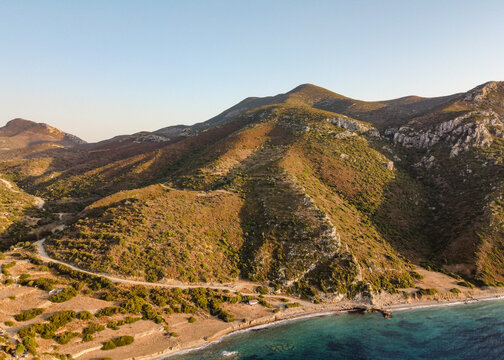 The Karia road by drone on the Mediterranean coast.