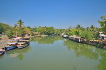 Fototapeta na wymiar Aerial view of kumarakom backwaters in Kerala. 