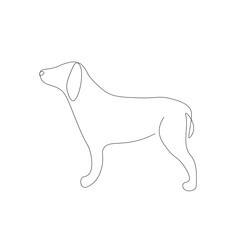 Dog silhouette line drawing vector illustration