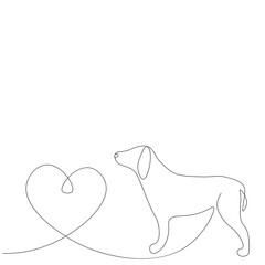 Valentines day background with dog vector illustration