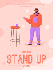 Vector poster of Stand Up Open Mic at Night Club concept