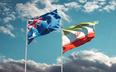 Flags of Iran and Australia.