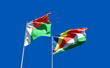 Flags of Madagascar and Seychelles.