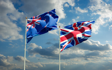Flags of New Zealand and UK British.