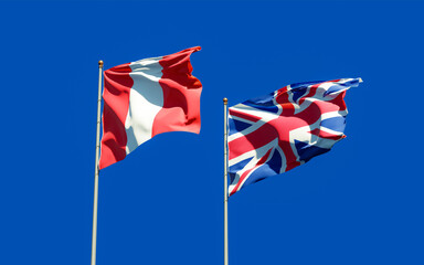 Flags of Peru and UK British.