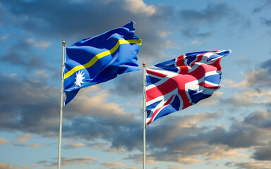 Flags of Nauru and UK British.