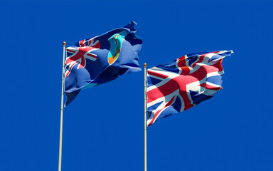 Flags of Montserrat and UK British.