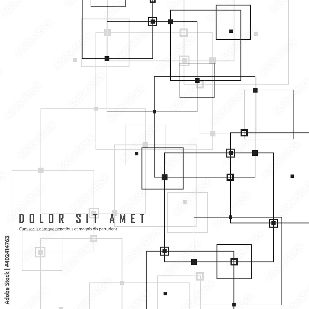 Poster vector connections with dots lines black white background
