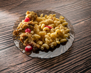 Chicken wings with pasta