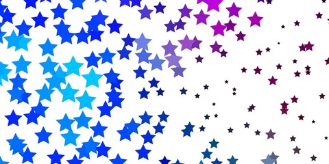 Dark Pink, Blue vector background with colorful stars.