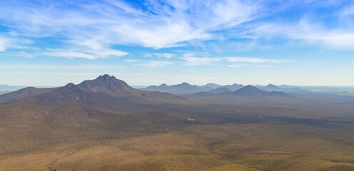 View down into the Stirling Range with Mt. Toobrunup in the Backgruond, Western Australia
