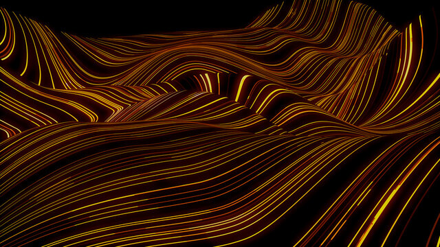 Big Data Vizualisation Concept. Information Represented As A High Tech Futuristic Flow Line Waves. Abstract Background. 3D Render