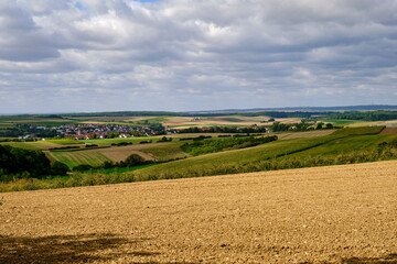 Obraz premium Landschaft und Weinberge bei Wipfeld, Landkreis Schweinfurt, Unterfranken, Franken, Bayern, Deutschland