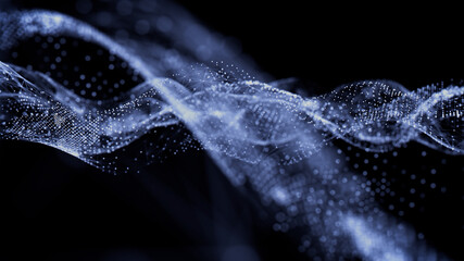 Medical Innovation concept. Scientific information represented as a High Tech Futuristic Particle Network. Abstract background. 3D render