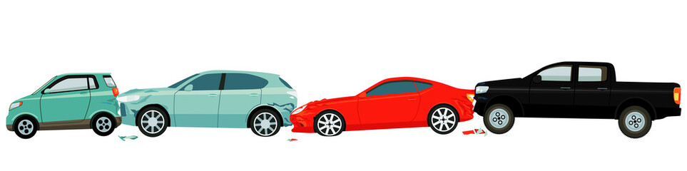 Auto-Unfall – isoliert auf weißem Hintergrund. – Vektor Illustration