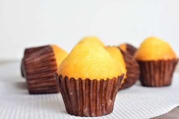 Close up, freshly baked small muffins.