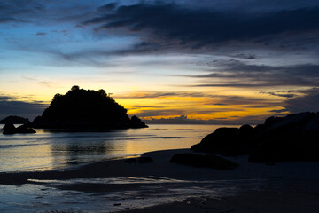 Beautiful Tropical beach at sunrise in Koh Lipe island , Satun, Thailand.
