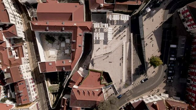 Aerial view of Alfama old district in Lisbon downtown, view of the city old town from top, Lisbon, Portugal.
