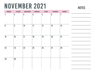 calendar november 2021 printable