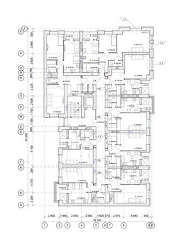 Detailed Architectural Multistory 
 Building Floor Plan, Apartment Layout, Blueprint. Vector Illustration