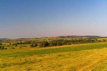 Das Naturschutzgebiet Lange Rhön in der Kernzone des Biosphärenreservat Rhön, Bayerischen Rhön, Landkreis Rhön-Grabfeld, Unterfranken, Bayern, Deutschland