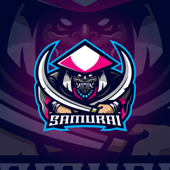 Obraz premium samurai mascot logo design vector with concept style for badge, emblem and tshirt printing.