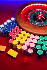 Roulette table close up at the Casino