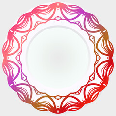 Round rosette with flower mandala. circle floral ornament. decorative vector illustration.