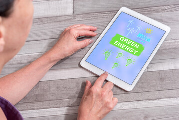 Green energy concept on a tablet