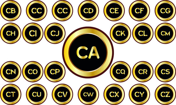ca to cz all letter logo with gold gradient color