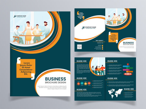 Business Brochure Template Or Cover Page With Two Sides Presentation.