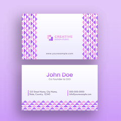 Editable Business Card Design In Front And Back View.