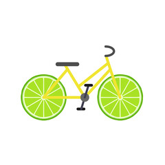 Bicycle with lime slice wheels flat design